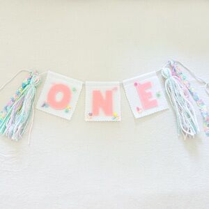Mermaid theme “ONE' Birthday High Chair Banner